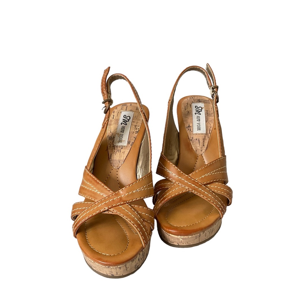 SM New York Calissta Natural Paris cork wedge 3 inches, size 6 nude color - Picture 3 of 6